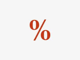 Un symbole de pourcentage rouge est centré sur un simple fond blanc.